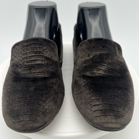 Birdies Starling Charcoal Velvet Python Embossed Slip On Loafer Women Shoe 8.5 - Picture 2 of 7